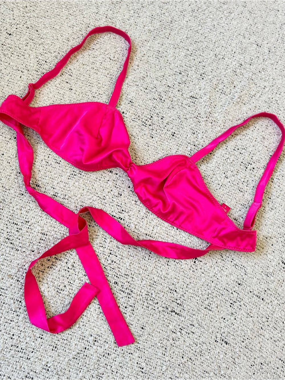 SKIMS Satine Hot Pink Lingerie Top Tie Back Size S